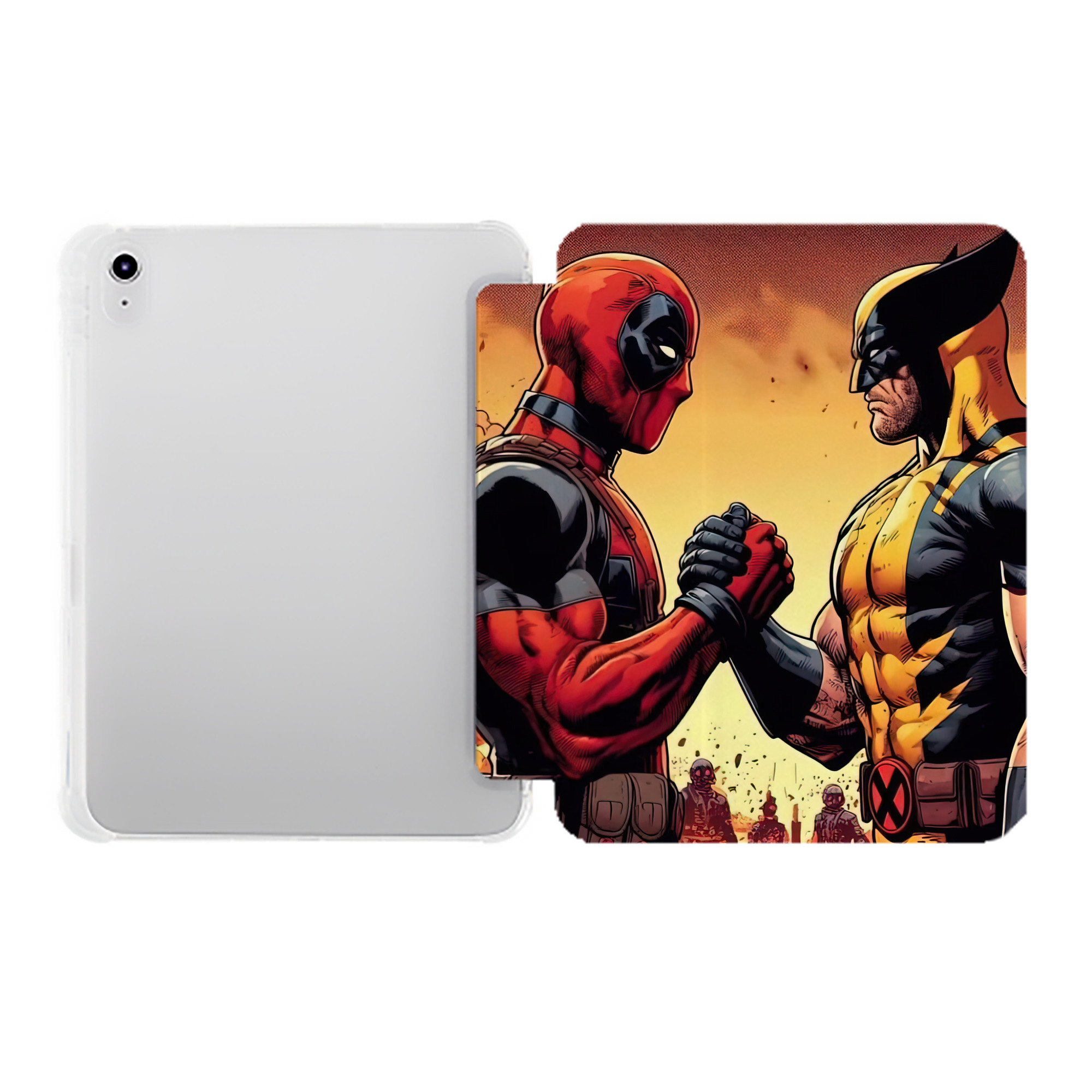 （画像用） Deadpool デッドプール IPad ケース ペン収納付き 三つ折りスタンド PUレザー×シリコン 対応機種9.5/10.5/10.9インチ